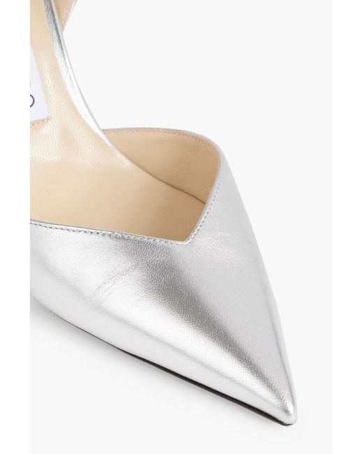 Jimmy Choo White Birtie 85 Crystal-embellished Leather Pumps