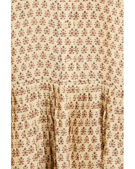 Claudie Pierlot Natural Floral-Print Ramie Mini Shirt Dress