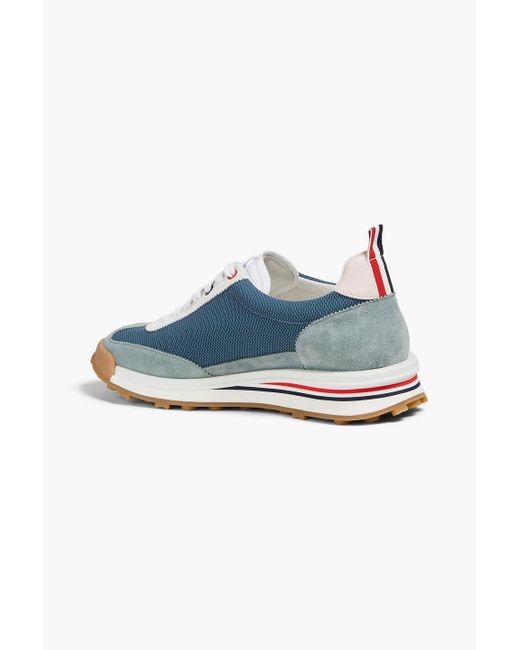 Thom Browne Blue Mesh And Suede Sneakers for men