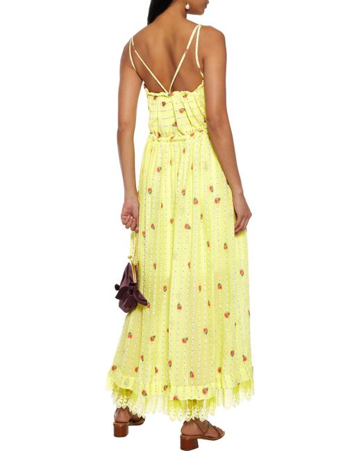 Chloé Yellow Bow-detailed Fil Coupé Silk-blend Jacquard Maxi Dress