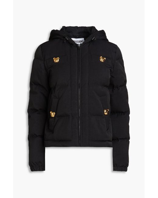 Moschino Black Quilted Padded Shell Hooded Jacket