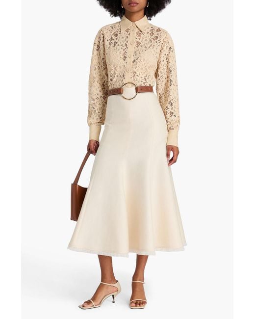 Zimmermann Natural Linen-trimmed Cotton-blend Corded Lace Shirt