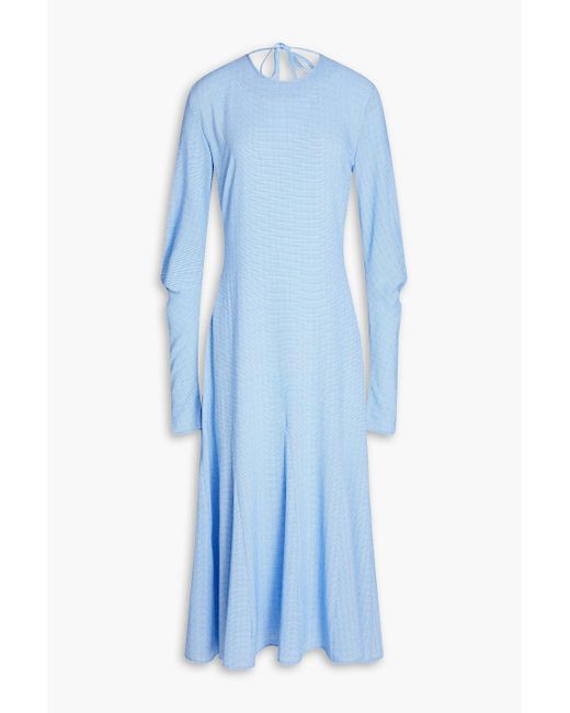 Holzweiler Blue Lisa Flared Gingham Crepe Midi Dress