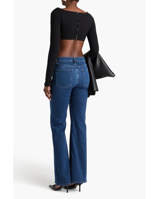 FRAME Blue The Icon Long Mid-Rise Flared Jeans