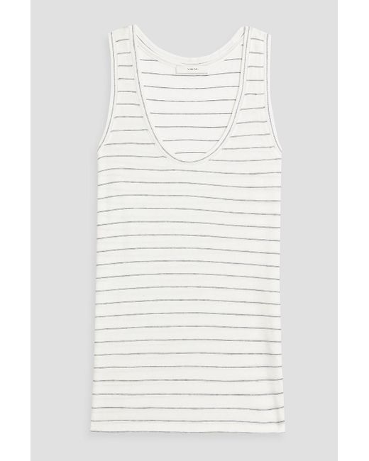 Vince Natural Striped Cotton-jersey Tank