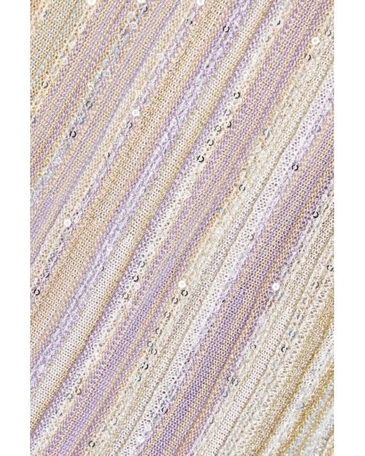 Missoni Natural Sequin-embellished Striped Ribbed-knit Top