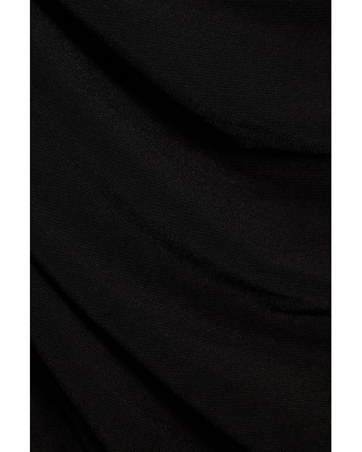 Norma Kamali Black Ruched Cutout Stretch-jersey Halterneck Dress