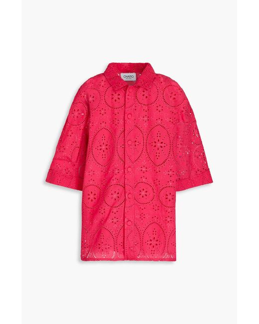 Charo Ruiz Pink Isma Broderie Anglaise Cotton-blend Shirt