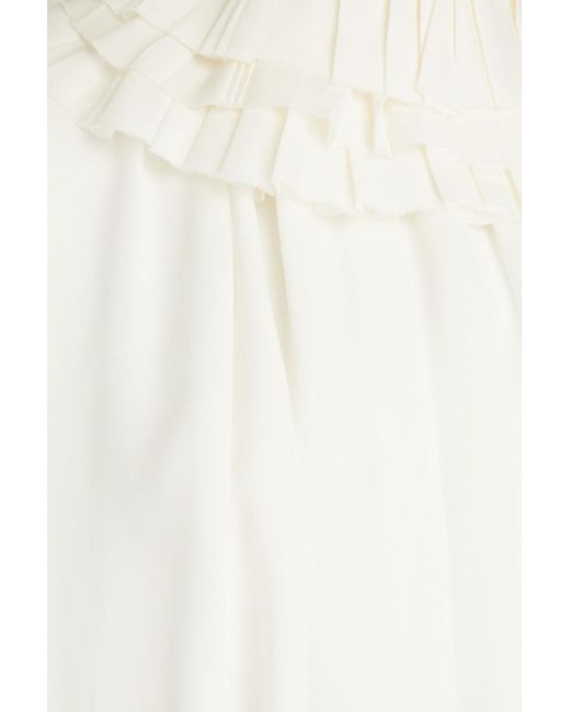 Khaite White Greco Ruffled Silk-chiffon Maxi Dress