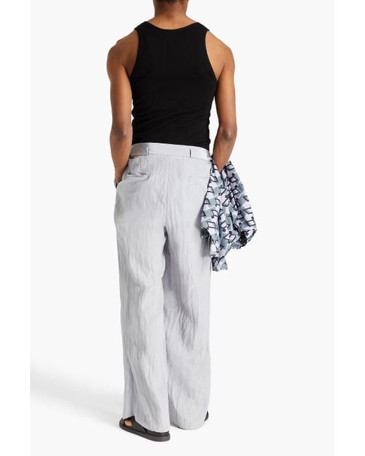Emporio Armani White Crinkled Shell Pants for men