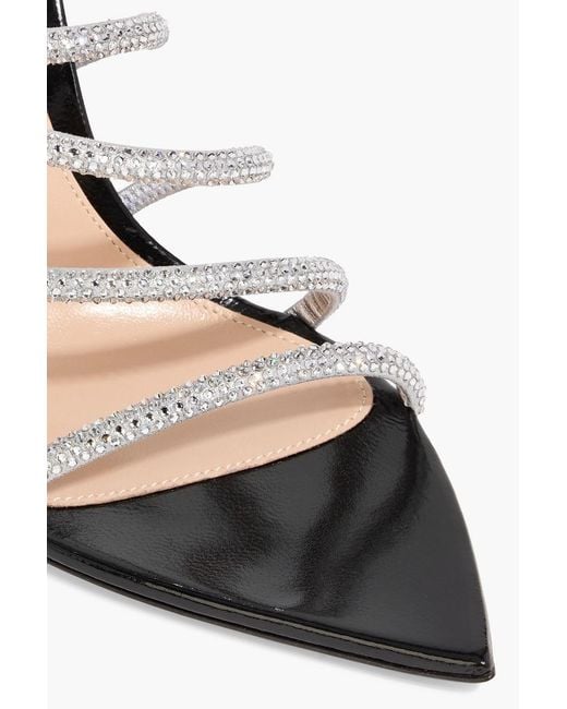 Gianvito Rossi White Crystal Ettie 105 Embellished Leather Slingback Sandals