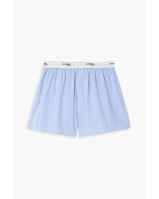 HOMMEGIRLS Blue Pinstriped Cotton-poplin Pajama Shorts