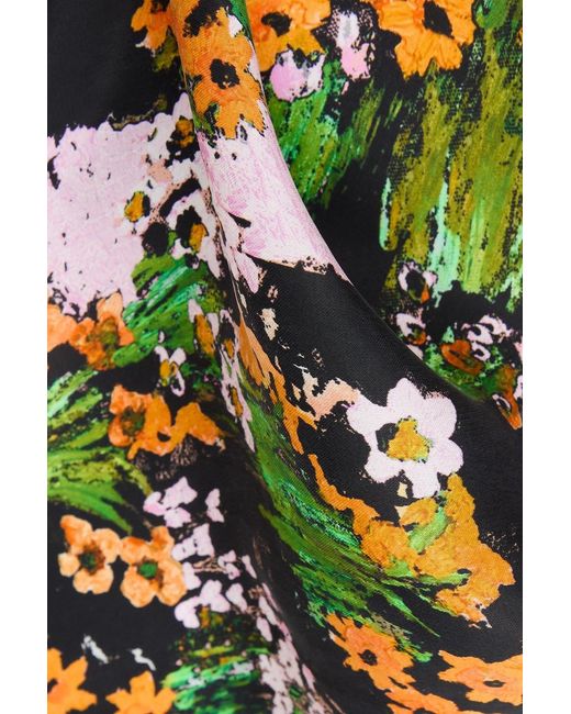 Stine Goya Black Naima Floral-Print Tencel-Blend Satin-Crepe Midi Dress
