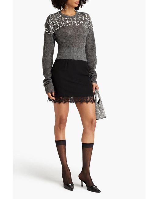 16Arlington Black Endora Crystal-embellished Knitted Sweater