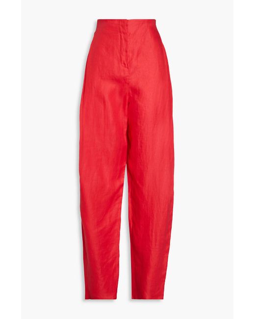 Emporio Armani Pleated Linen-twill Tapered Pants
