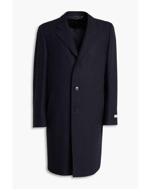 Canali Blue Herringbone Wool And Cashmere-Blend Tweed Coat for men