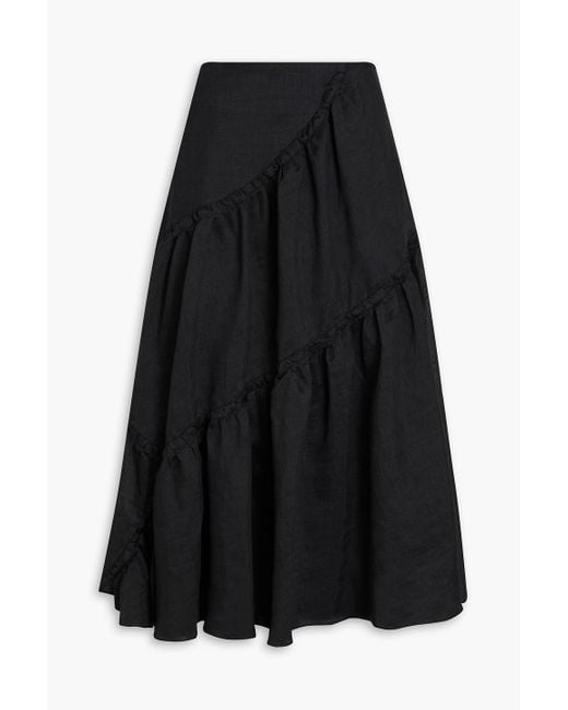 Sandro Black Midirock aus organza aus einer leinenmischung mit raffung