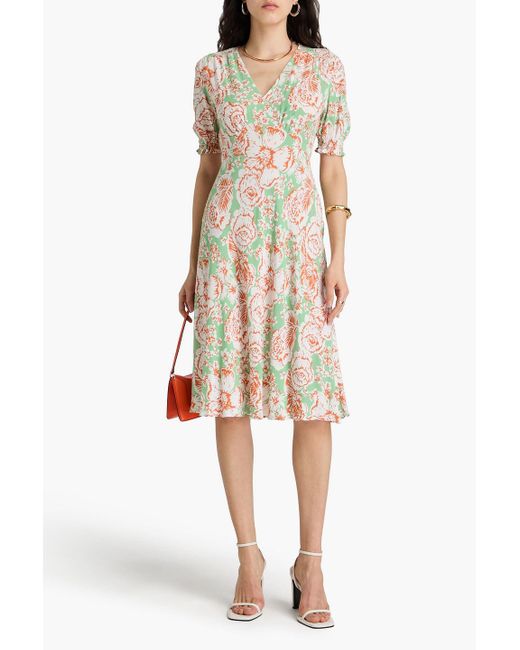 Diane von Furstenberg White Jemma kleid aus crêpe mit floralem print