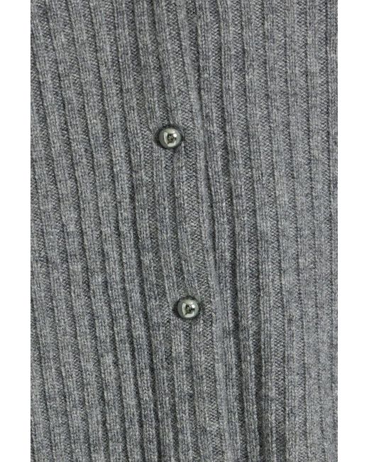 IRO Gray Keyra Cropped Ribbed Wool And Cashmere-blend Cardigan