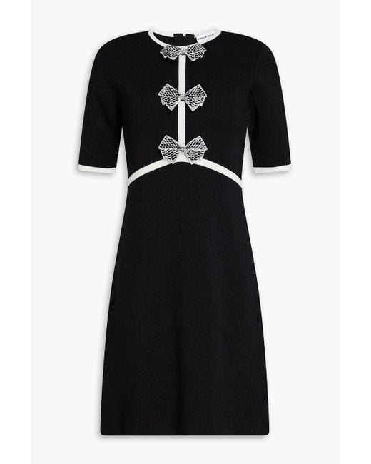 Rebecca Vallance Black Ella Embellished Metallic Stretch-knit Mini Dress