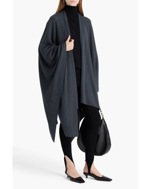 Joseph Blue Poncho aus gerippter merinowolle
