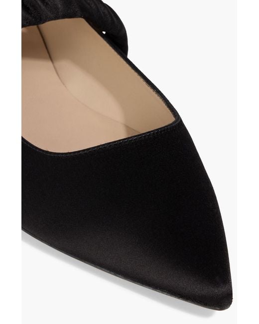 Stuart Weitzman Black Maxine Ruched Satin Mary Jane Flats