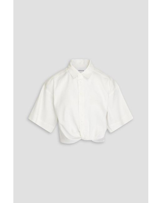 FRAME White Cropped Twisted Twill Shirt