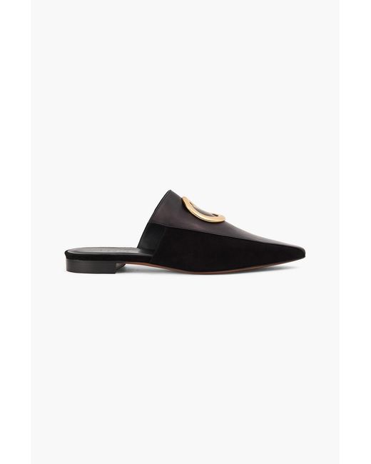 Neous Black Phaius Embellished Leather Slippers