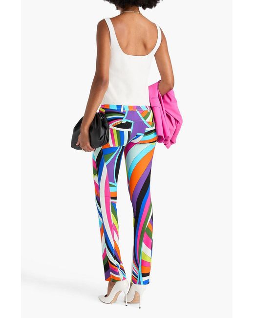 Emilio Pucci White Printed Stretch-crepe Skinny Pants