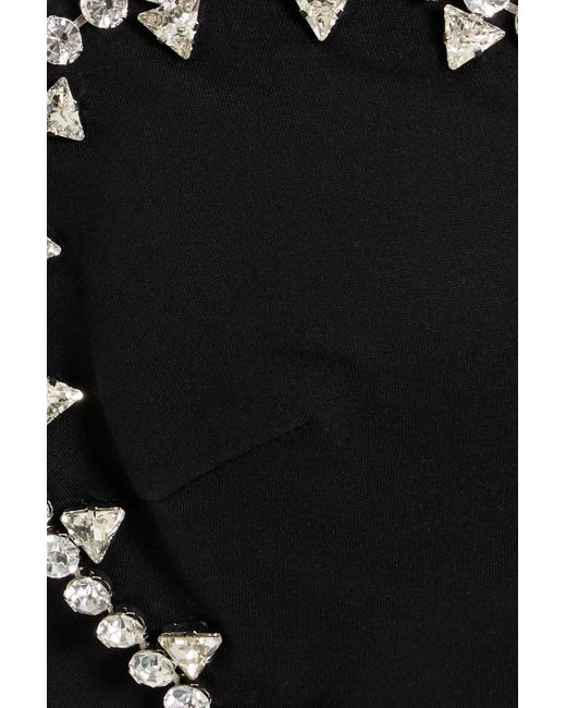 Area Black Cropped Crystal-Embellished Ponte Bustier Top