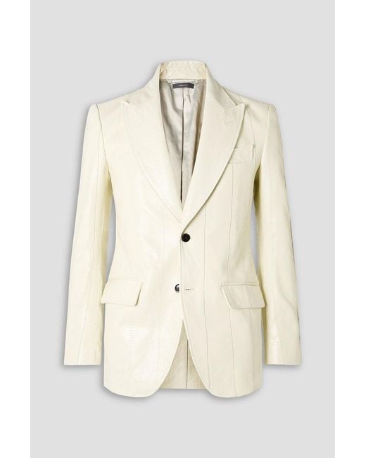 Tom Ford Natural Slim-Fit Snake-Effect Leather Blazer for men