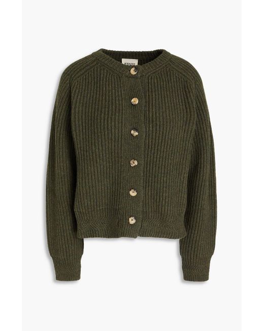 Khaite Green Michaela Ribbed Cashmere Cardigan