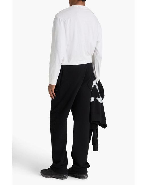 Off-White c/o Virgil Abloh Black Embroidered French Cotton-Terry Sweatpants for men