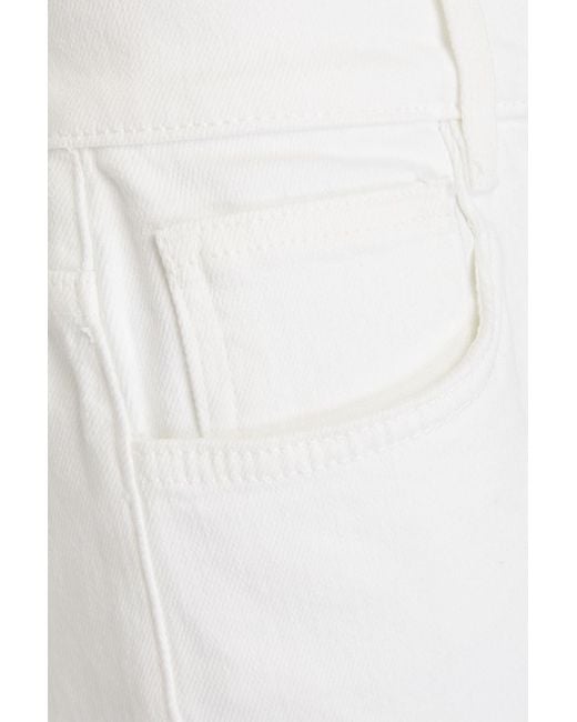 Maje White Frayed High-rise Straight-leg Jeans