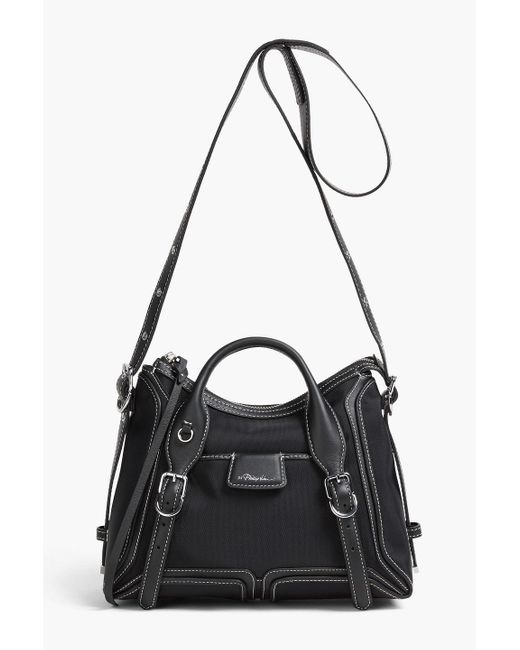 3.1 Phillip Lim Black Leather-Trimmed Shell Shoulder Bag
