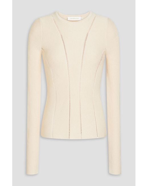 Zimmermann Natural Pointelle-knit Top