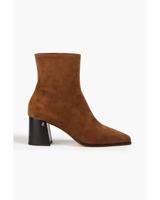 Jimmy Choo Brown Embellished Suede Ankle Boots