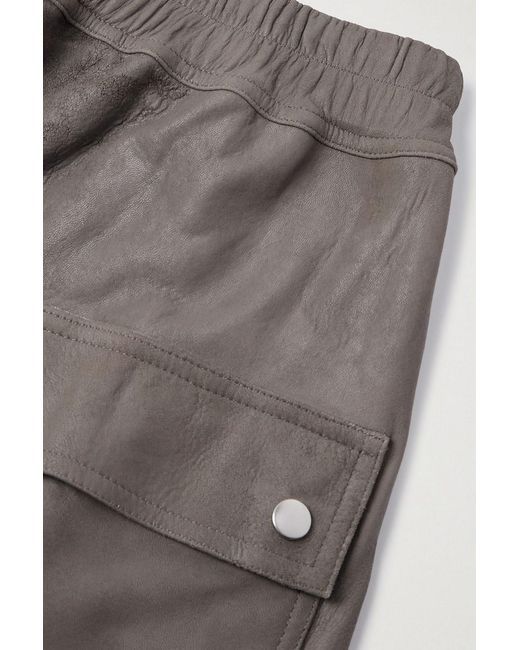 Rick Owens Gray Bella Wide-Leg Leather Drawstring Pants for men