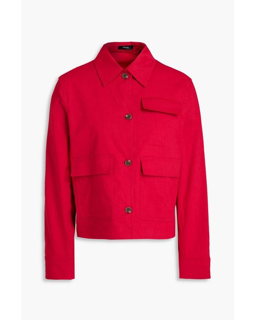 Theory Red Linen-Blend Jacket