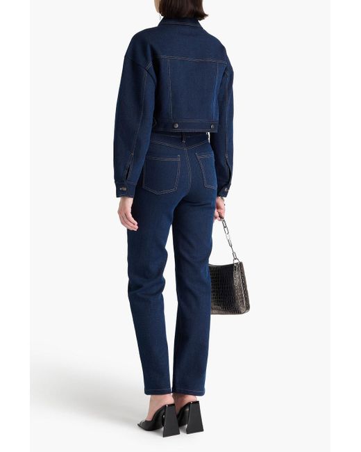 ROTATE BIRGER CHRISTENSEN Blue Cropped Denim Jacket
