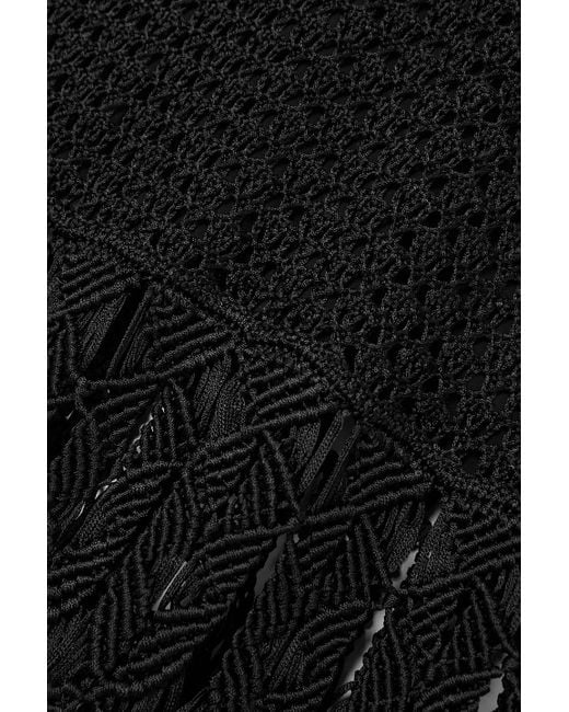 Zimmermann Black Fringed Crochet-knit Tunic