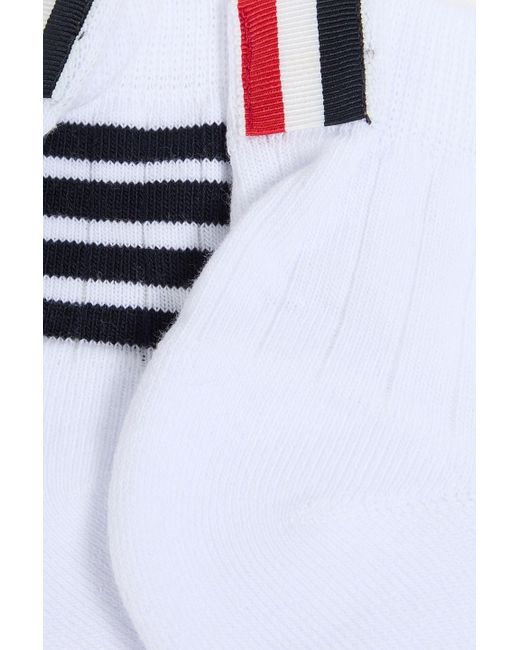 Thom Browne Gestreifte socken aus einer gerippten baumwollmischung in White für Herren