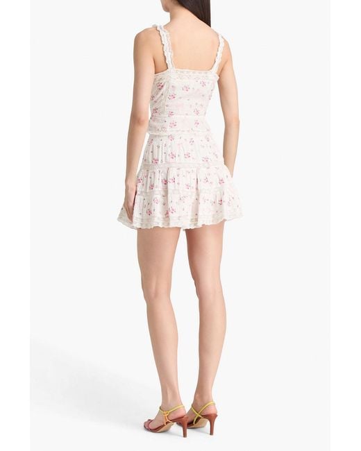 LoveShackFancy White Vietta Lace-Trimmed Embroidered Cotton-Voile Top