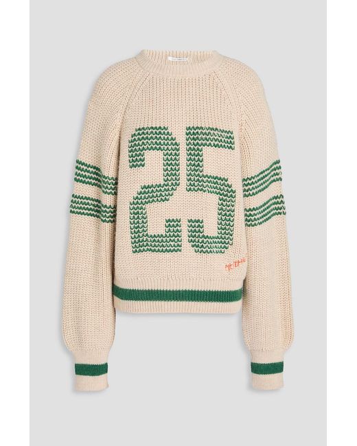 Mother White Intarsia Alpaca-Blend Sweater
