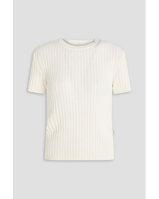 REMAIN Birger Christensen Natural Ribbed-Knit Top