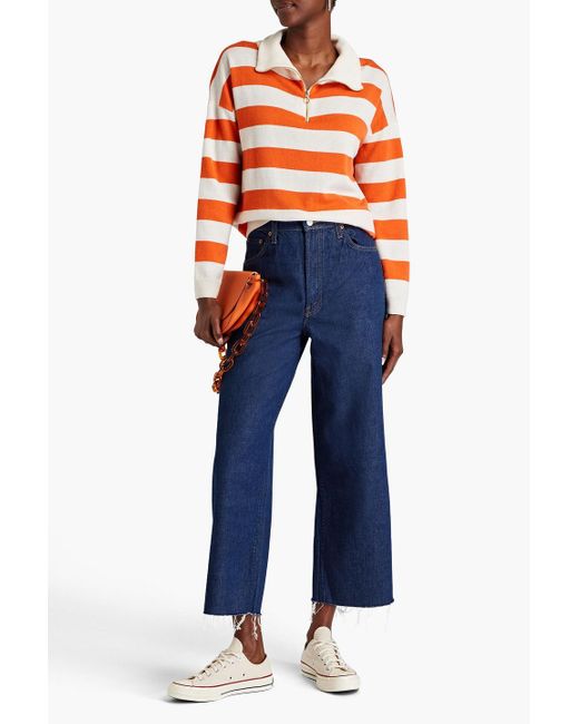 Mother Blue Fun dip high-rise wide-leg jeans