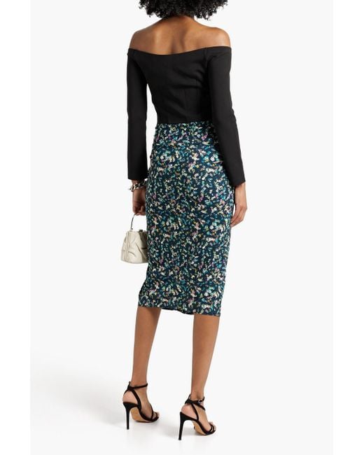 Isabel Marant Green Jeldia Ruched Printed Stretch-jersey Midi Skirt