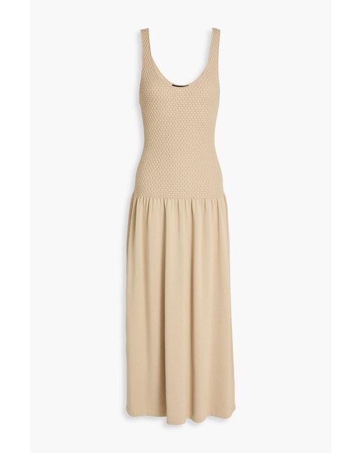 Theory Natural Waffle-Knit Cotton-Blend Midi Dress