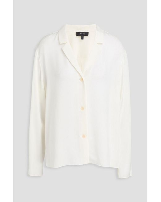 Theory White Silk Crepe De Chine Shirt