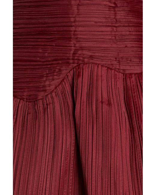 Aje. Red Laurier Wave Plissé-organza Mini Skirt